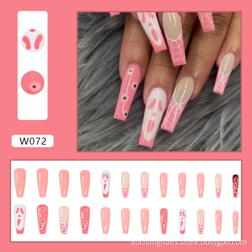 2022 new arrives Halloween nail matte polished European style 24 pcs long fake nails press on nail